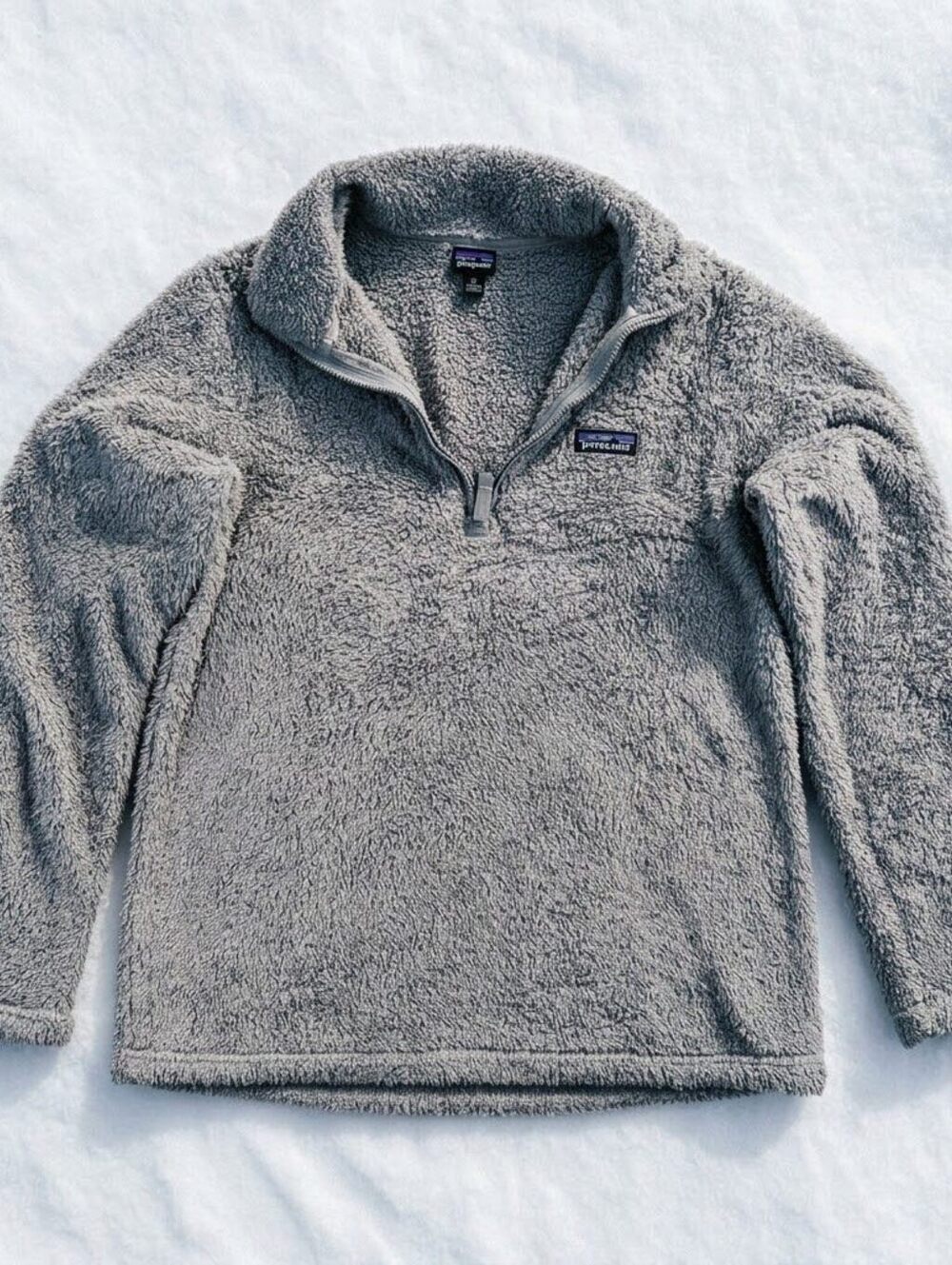 Patagonia Los Gatos Quarter Zip Fleece L Grey High Pile Granola Girl Cabincore